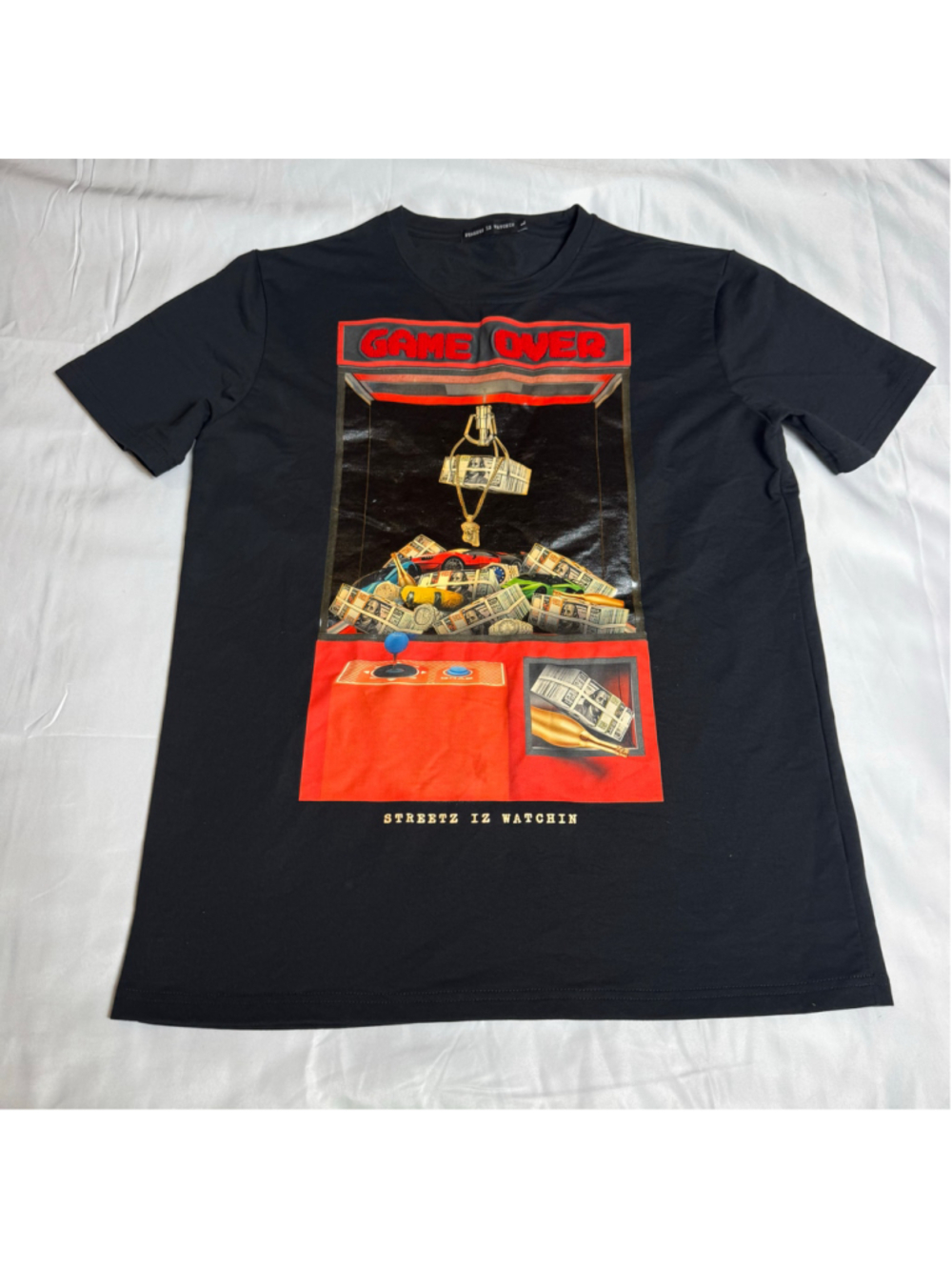Men's Streetz Iz Watchin Game Over Graphic Tee Black Red Size L